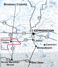 Click here to see an enlargement of where Breton is in relation to major cities in Alberta.